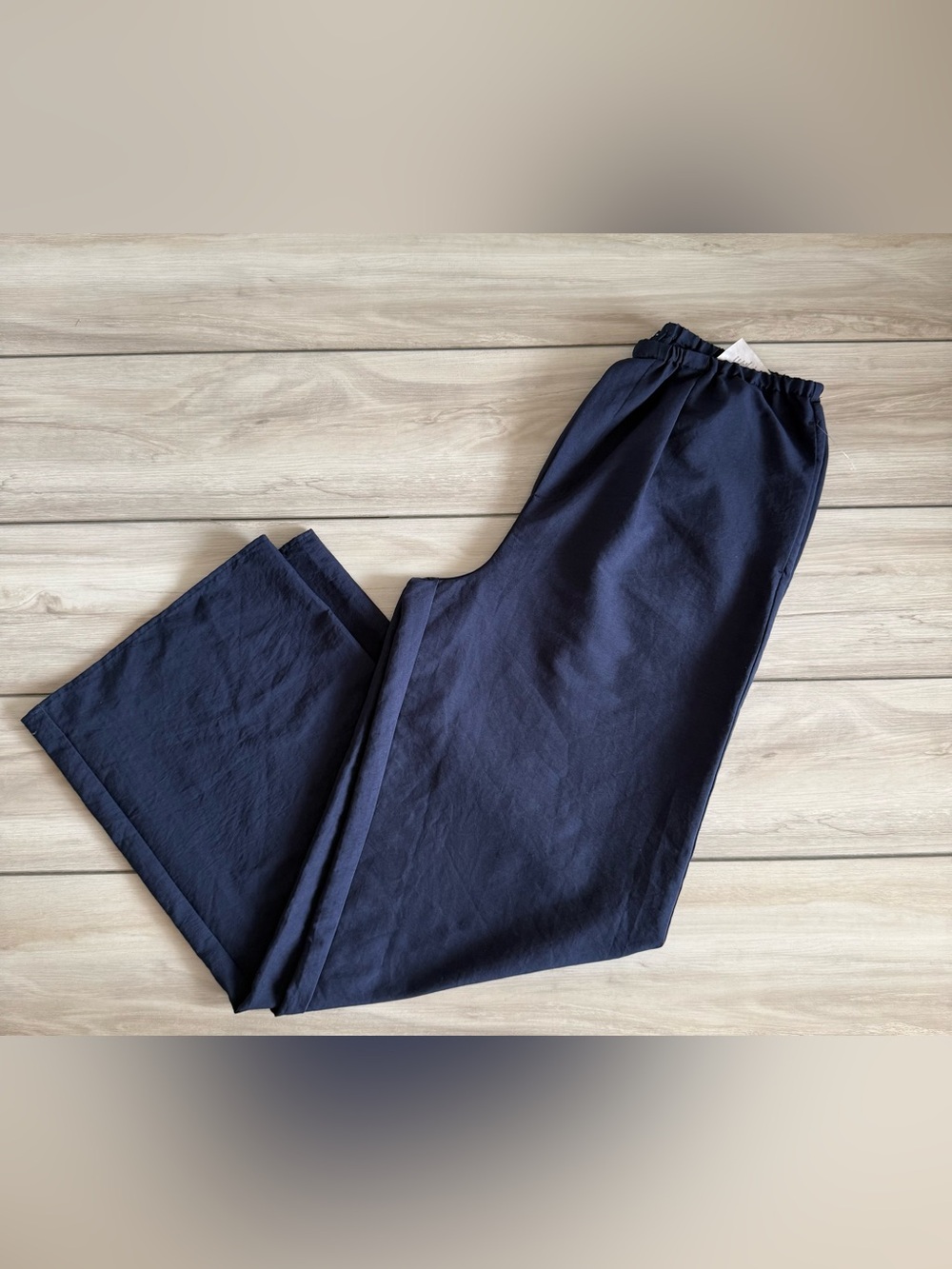 Studio Park Amy Stran Wide Leg Pleated Pant Navy Size Medium Tall EUC